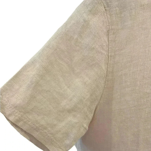 Terzo Milennio linen and crochet top lagenlook boho minimalist neutral pink med - Picture 3 of 8